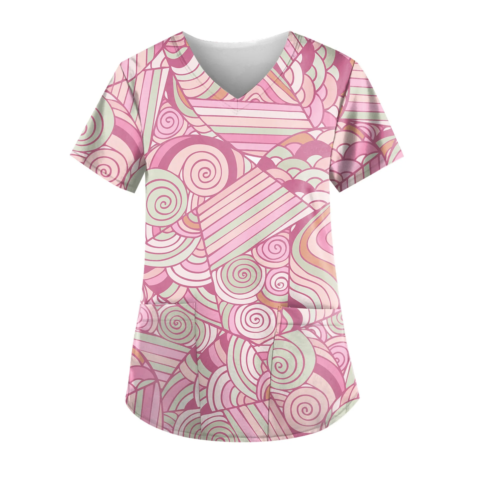 hospital new style nurse work beauty chemical growth short-sleeve fashion printing top