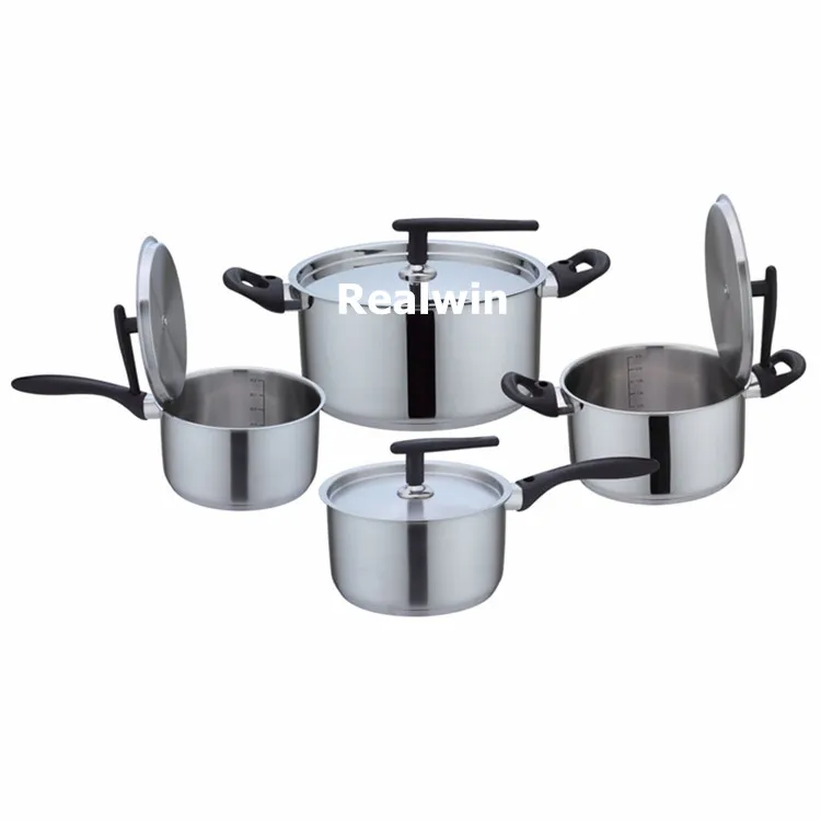 Easy Stand Handle cookware Pots and Pans kitchen pot with steel lid and bakelite