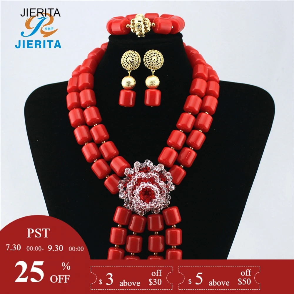 XL3120-1 African design high quality new big red three ring beads handmade wedding jewelry