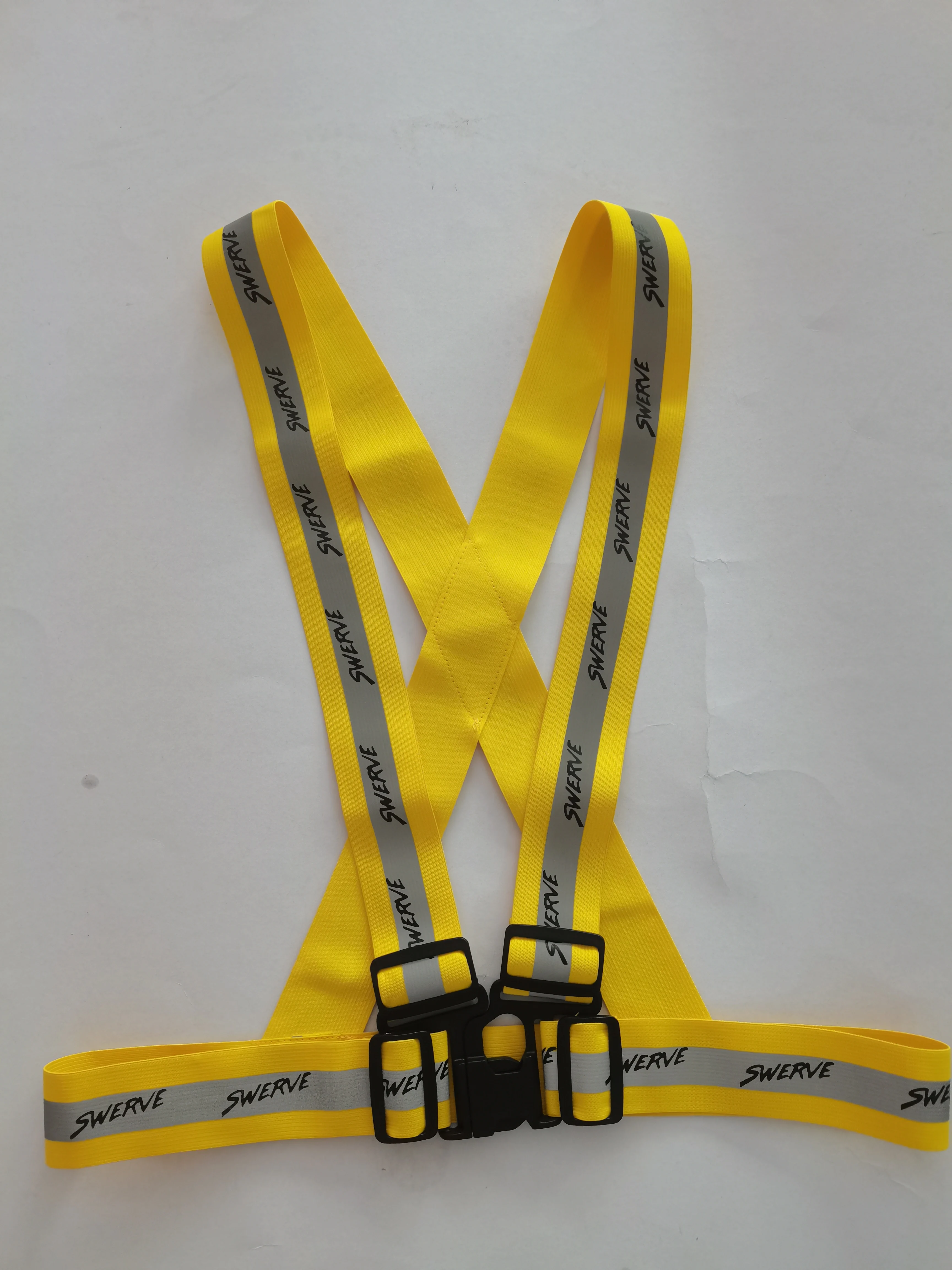 Fluorescent Yellow Orange Black Running OEM ODM EN17353 Reflective Safety Belt For Biking Sports