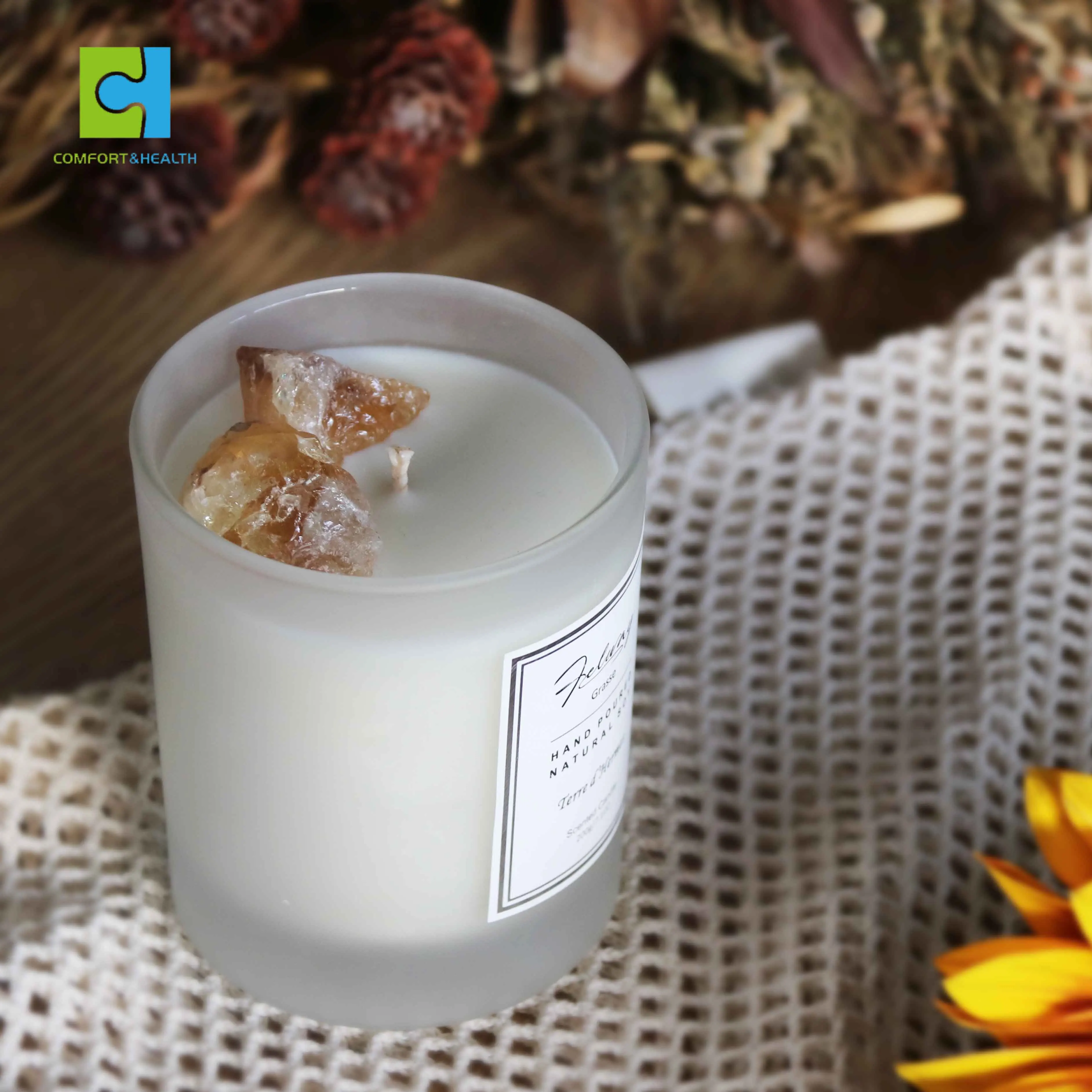 2021 New Factory OEM Custom Logo Decorative Glass Ceramic Crystal Clear Candle Jar with