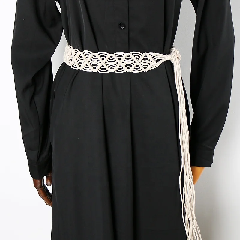 Retro bohemian ethnic wind hand-woven wide belt ladies skirt decorative accessories belt