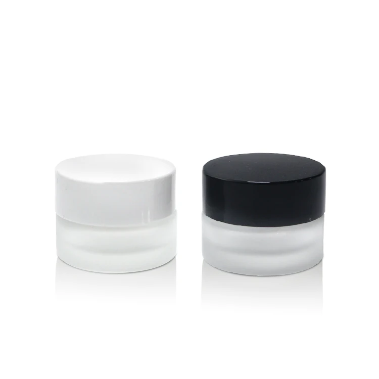wholesale 5g 5ml 5 ml mini cosmetics clear frosted glass cream jar with gold black white lid for face eye cream cosmetic sample
