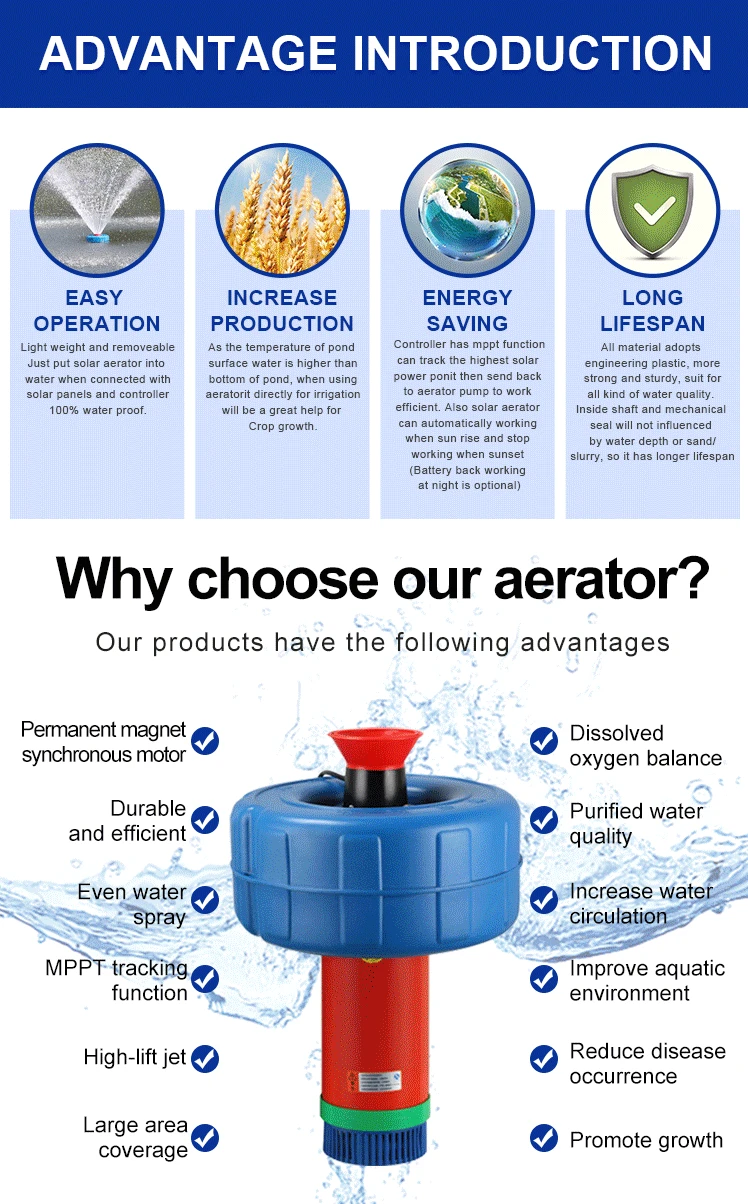 solar pond oxygenator with battery backup and solar powered pond air aerator for solar pond oxygenator