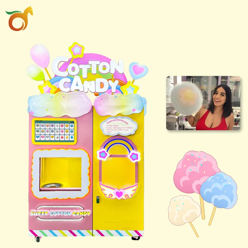 Red Rabbit High Profit Make Money Exclusive Diy Function Automatic Cotton Candy Vending Machine Source Factory
