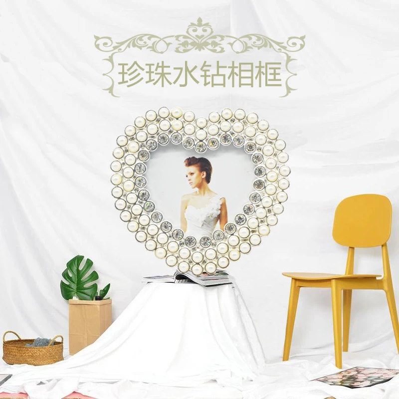 Hot sale metal photo frames pearl luxury decoration for home