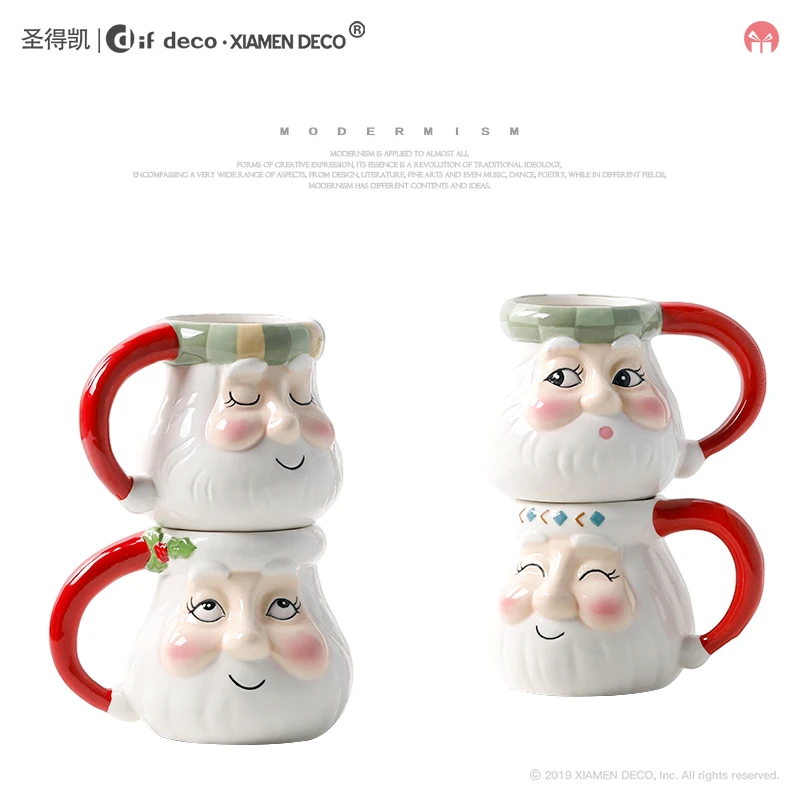 Christmas Daily use products Santa Claus ceramic cup tea coffee mug set for coffee store