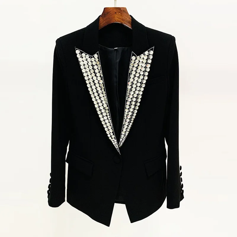 A8583 Western style women fashion clothes Formal Elegant Long Sleeve Rhinestone Lapel Ladies Women Jacket Blazer