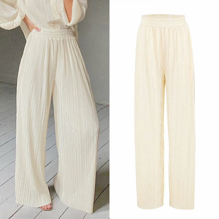 Clacive New French Style Fashion Summer Casual Pants pantalon mujer High Waist Pure Women Trousers Wide Leg Pants