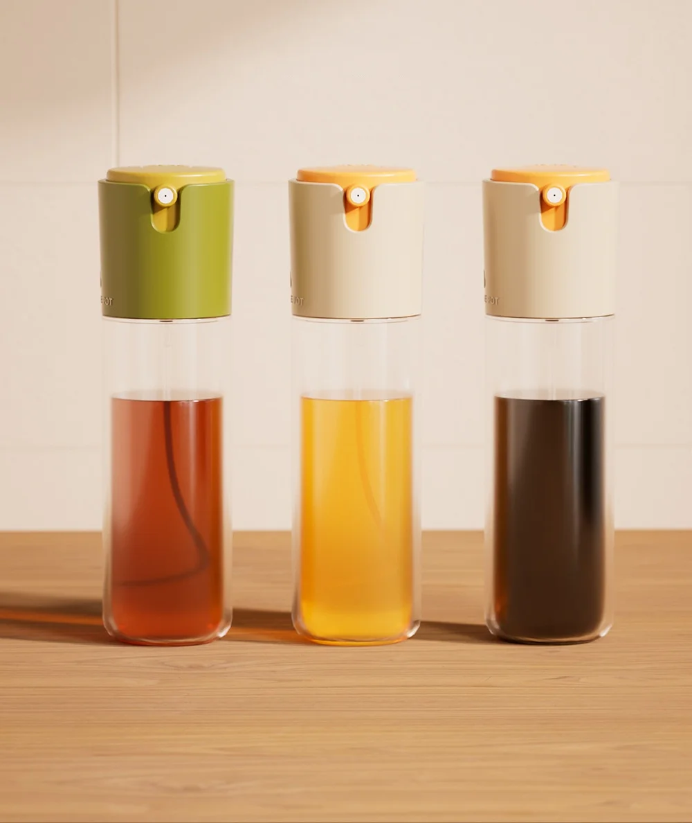 Glass oil pot kitchen simple soy sauce vinegar barbecue large capacity without hanging oil atomization press type oil spray pot