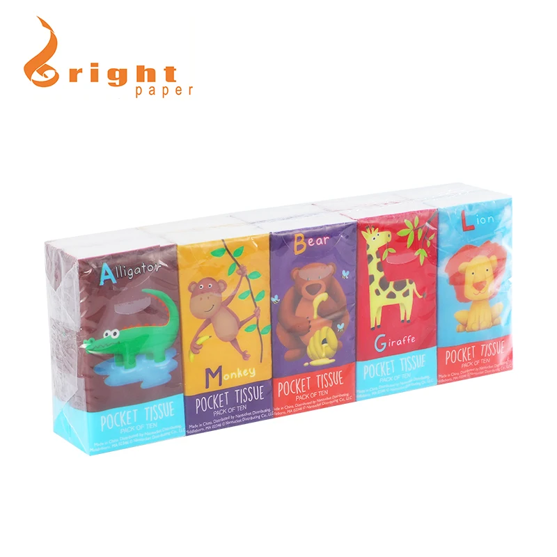 New Customized 3-layer Pocket Paper Towels Each Package of 10 Log Pulp Handkerchiefs