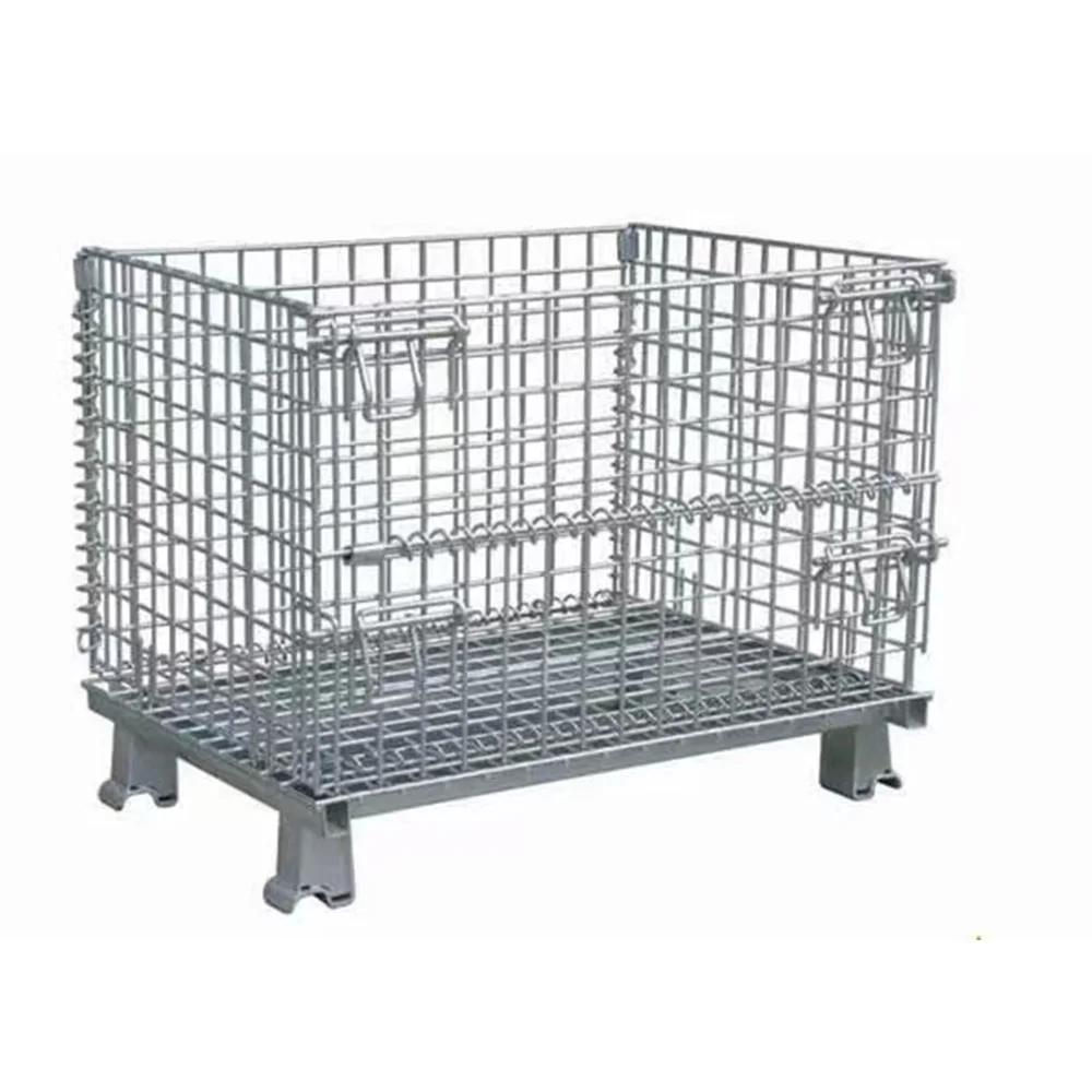 Тяжелая Складная проволочная сетка, металлический поддон, складные Складные складские Запираемые клетки для хранения, контейнер из проволочной сетки