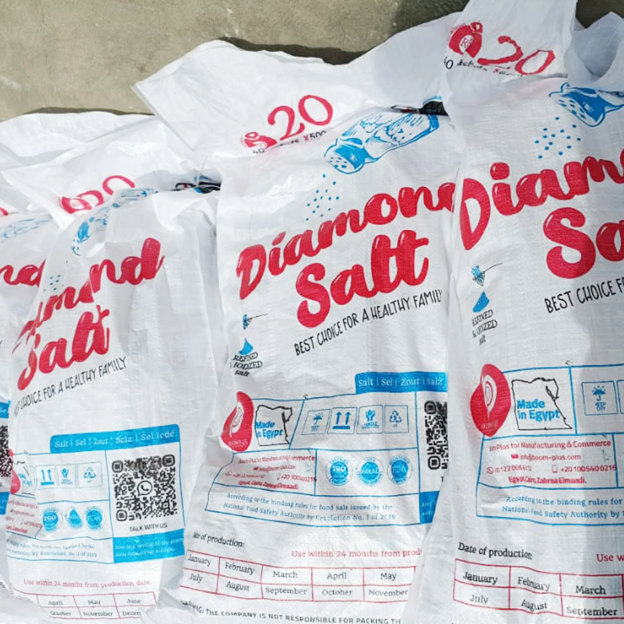 New Year brand Diamond Salt Customizable Product & Packaging Pure 99.7 iodized Edible Cooking white color Egyptian