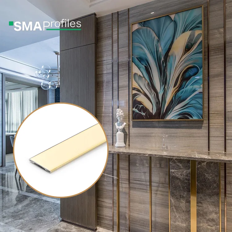 SMAProfiles 8mm, 10mm, 15mm width stainless tile trim stainless steel flat strip for wall, door, cabinet decoration
