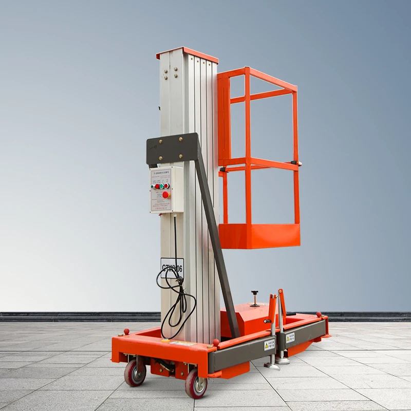 2023 Outdoor single mast aluminum alloy mobile electric lift platform elevators lift hydraulic ladder lift