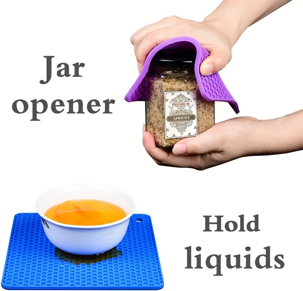 Non-slip Honeycomb Coaster Kitchen Gadget Durable Insulation pad Heat Resistant Pot Holder Hot Pad Square Silicone Trivet Mat
