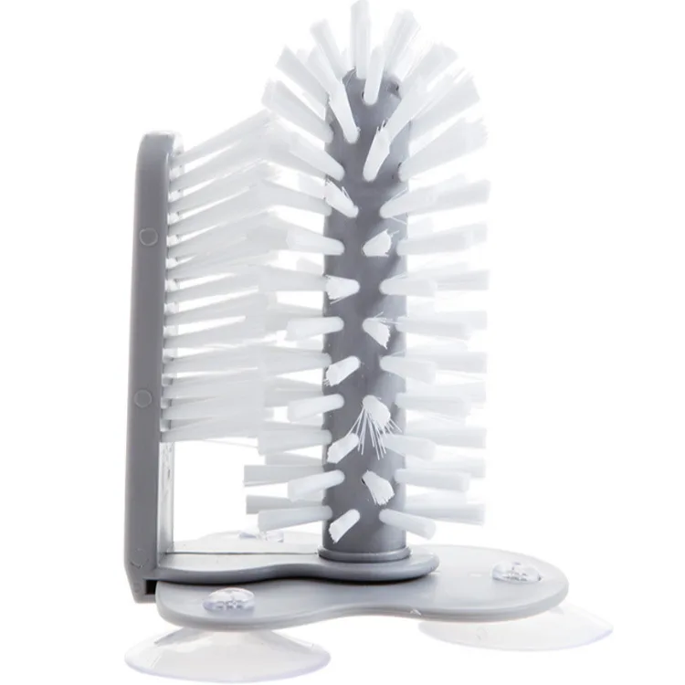 Water Bottle Cleaning Brush Glass Cup Washer with Suction Base Bristle Brush for Beer Cup Long Leg Cup and More