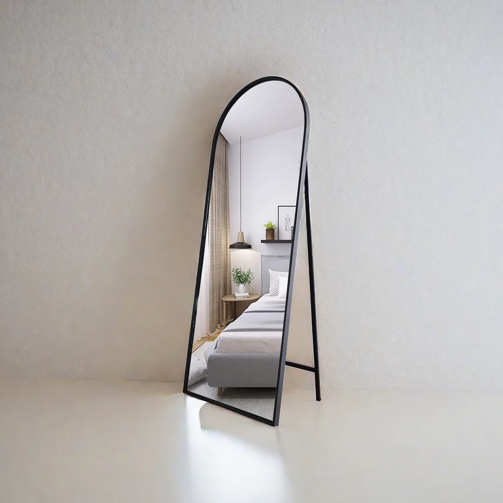wholesale large arch standing floor mirror luxury metal frame decorative full body miroir custom large black mirror luxury decor