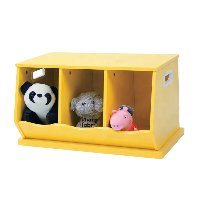 Toffy & Friends Wooden stacked kids toy storage organizer boxes