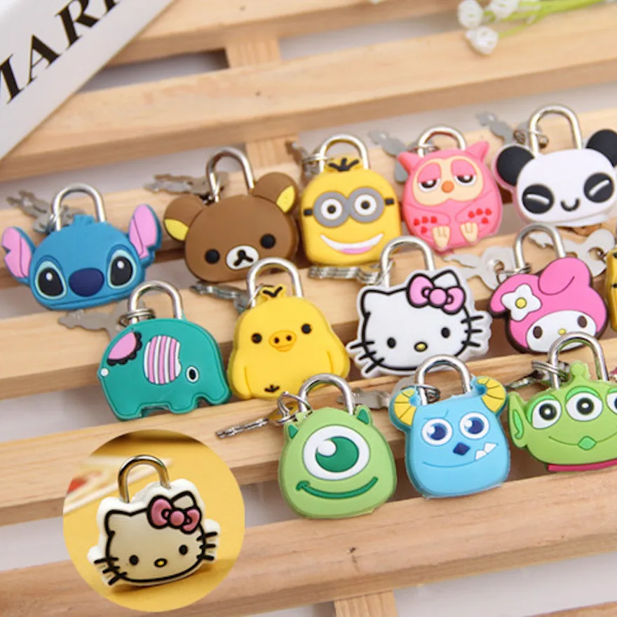 New stitch creative fashion padlock cartoon silicone Metal Mini lock diary lock drawer