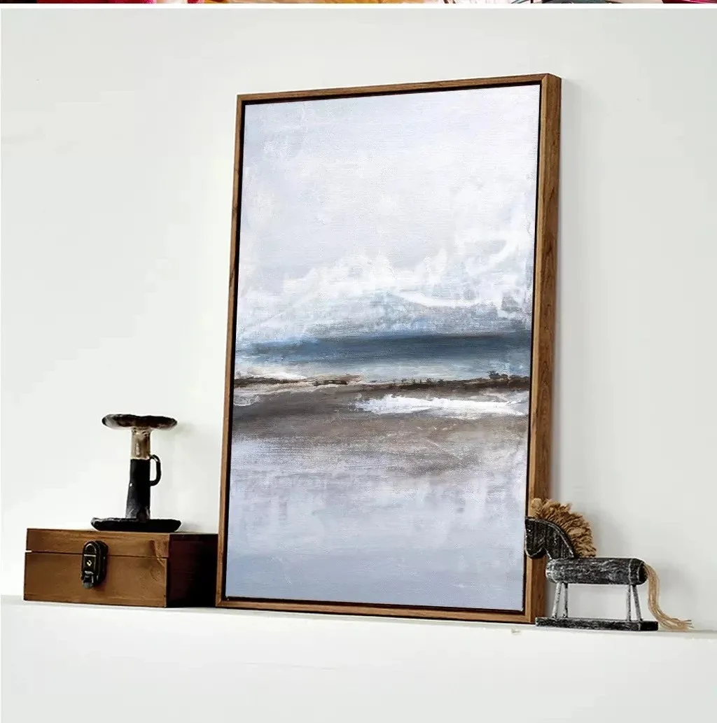 dropshipping Living Room Floating Frame Abstract thick pigment Modern Wall Art Work Oil Paintings Canvas