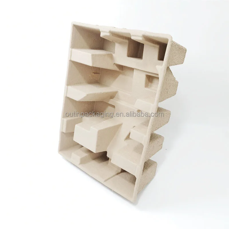 custom biodegradable Recycled Paper Fiber Plant Molded Pulp Packaging shipping box inner insert mold paper pulp tray packaging