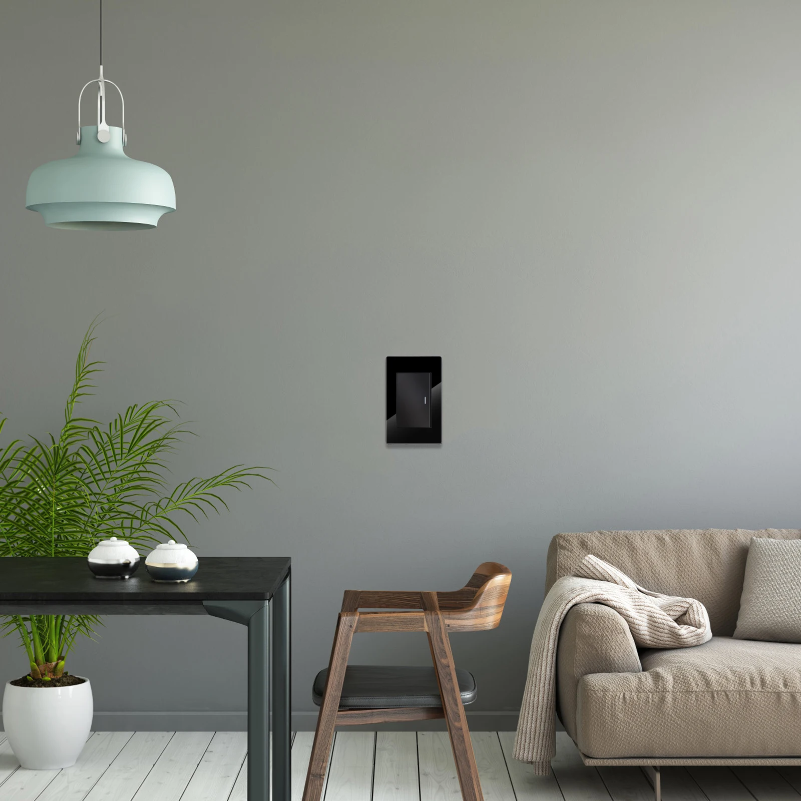 Bingoelec Black Glass Panel 1gang 1way US Standard 250v Indicator Light Electric Push wall switch