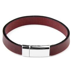Chanfar Alloy Clasp Genuine Plain Leather Men Bracelet