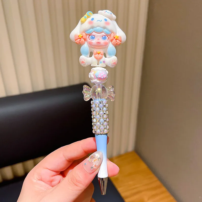 ST012 Creative Crystal Flash neutral pen black cute cartoon Kuromi Melody girl princess style plush gel pen stationery