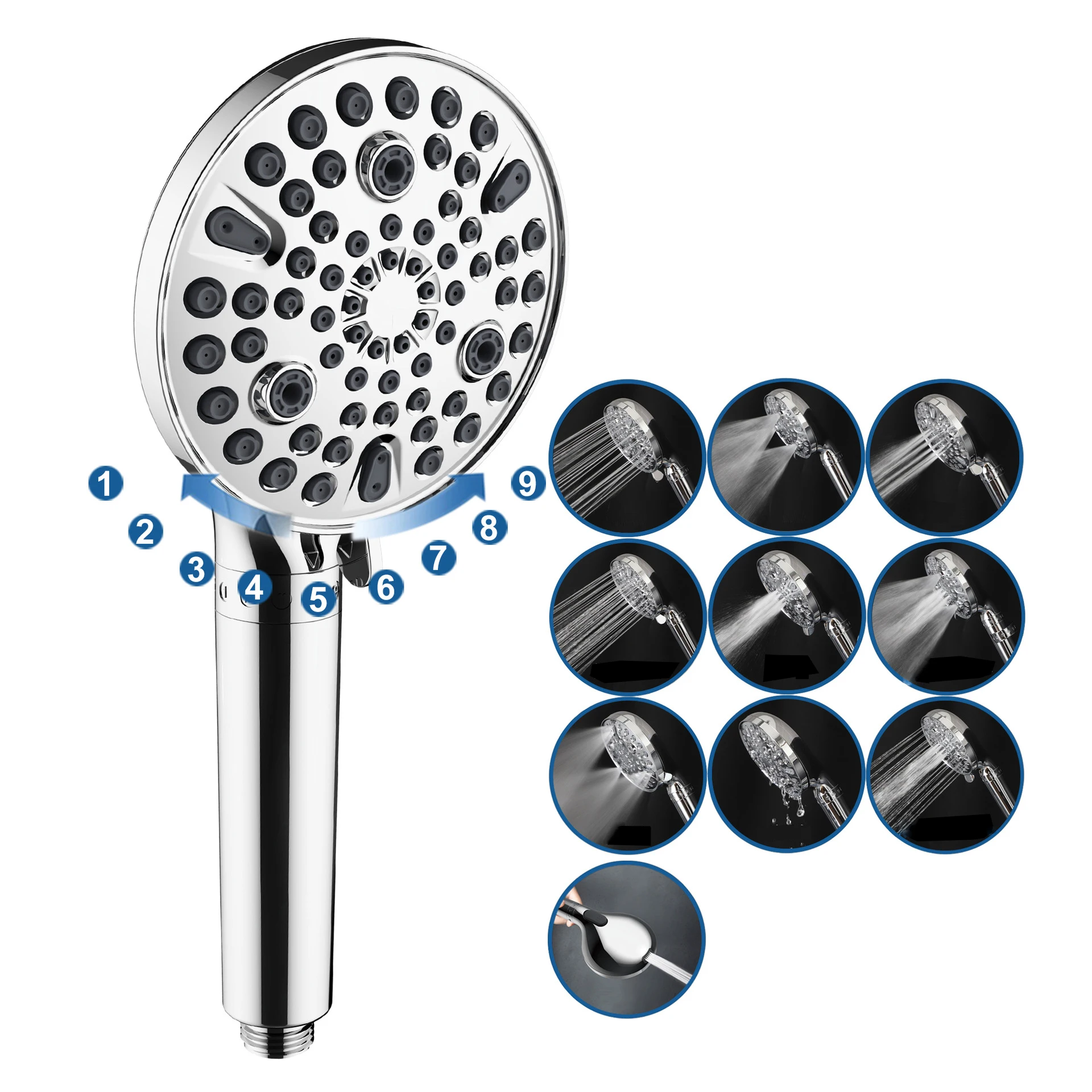 Abs Shower Head Filter Vitamin C High Pressure Massage Handheld Bathroom Shower Equipment Rainfall Shower Head With Filter