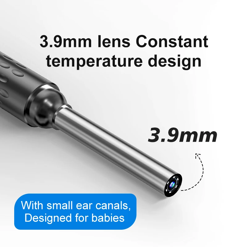 P90 5inch Screen IPS 3.9mm 2K Ear Removal Endoscope Wireless Ear Wax Earwax Cleaner with 1m Cable