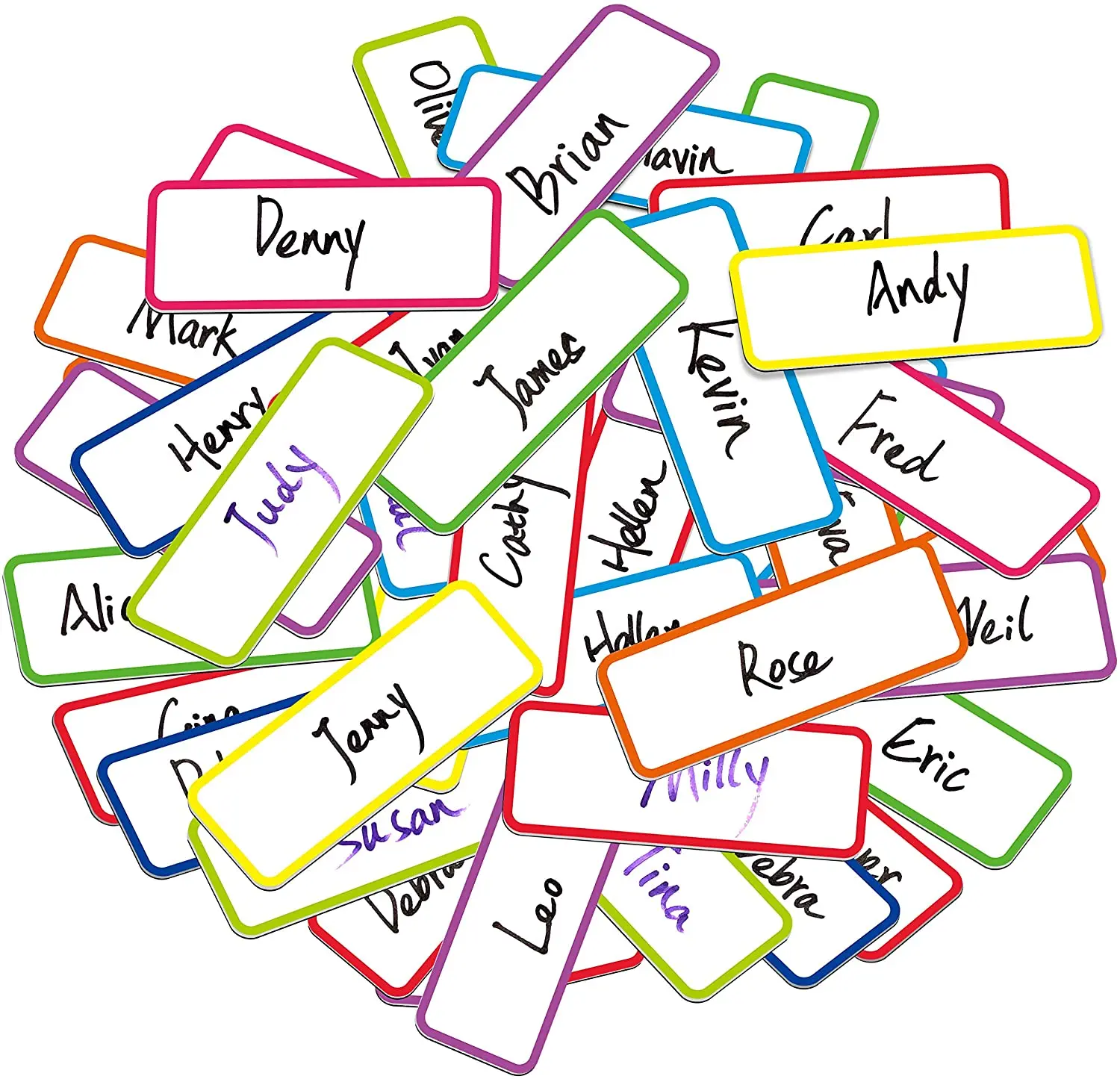 40 Pieces Name Plate Labels Writable Magnet Name Tags Sticky Labels Magnetic Dry Erase Labels With strong magnet