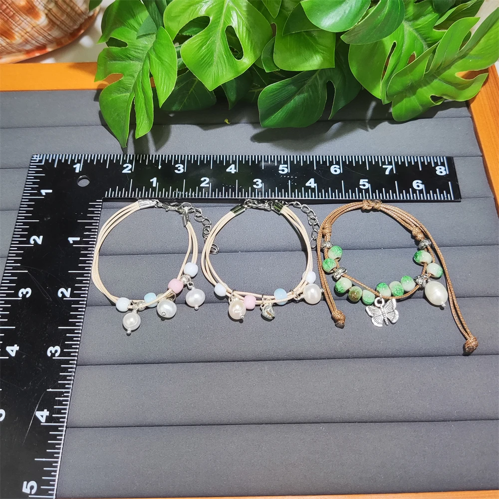 Прямая Продажа с фабрики фарфоровые веревочные браслеты ручной работы подвесками в виде колокольчика из натурального жемчуга керамический браслет подвеской