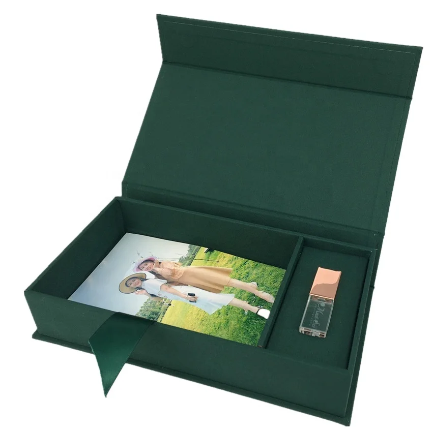 Роскошный свадебный подарок индивидуальный логотип 4x6 дюймов льняной фотобокс USB 3,0 флэш-накопитель 32 Гб 64 Гб