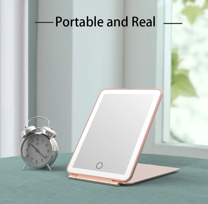 hot sale  Vanity Led Lighted  cosmetic mirror Travel Makeup Mirror Foldable Magnified Make Up Mirror With Lights