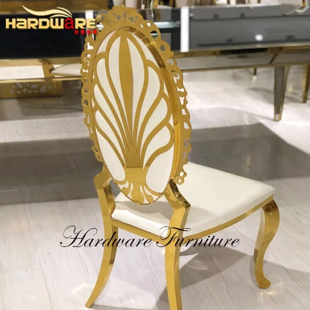 High back metal frame dining gold luxury stainless steel wedding chairs