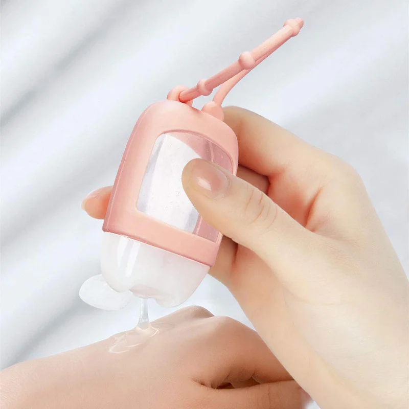 Promotion Portable Silicone 1oz Alcohol Gel Perfumer Bottle Cover Keychain Silicone 30ml Mini Pocket Hand Sanitizer Holder Case