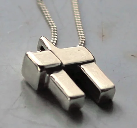Chunky Judaica Chai Charm Pendant necklace Jewish Jewelry Silver Chai Jewish Necklace for men or women