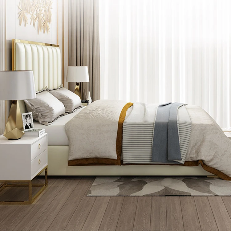 new arrival hotel leather luxury modern king size wood beds room furniture bedroom sets beds frames design