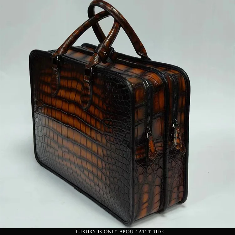 Luxury latest design top quality genuine crocodile leather men briefcase business bag
