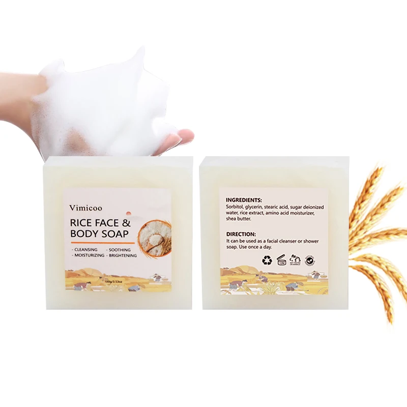 Factory Direct Sell Organic Vegan Deep Cleansing Soothing Rice Extract Soap Bar Skin Care Handmade Rice Face Body Soap