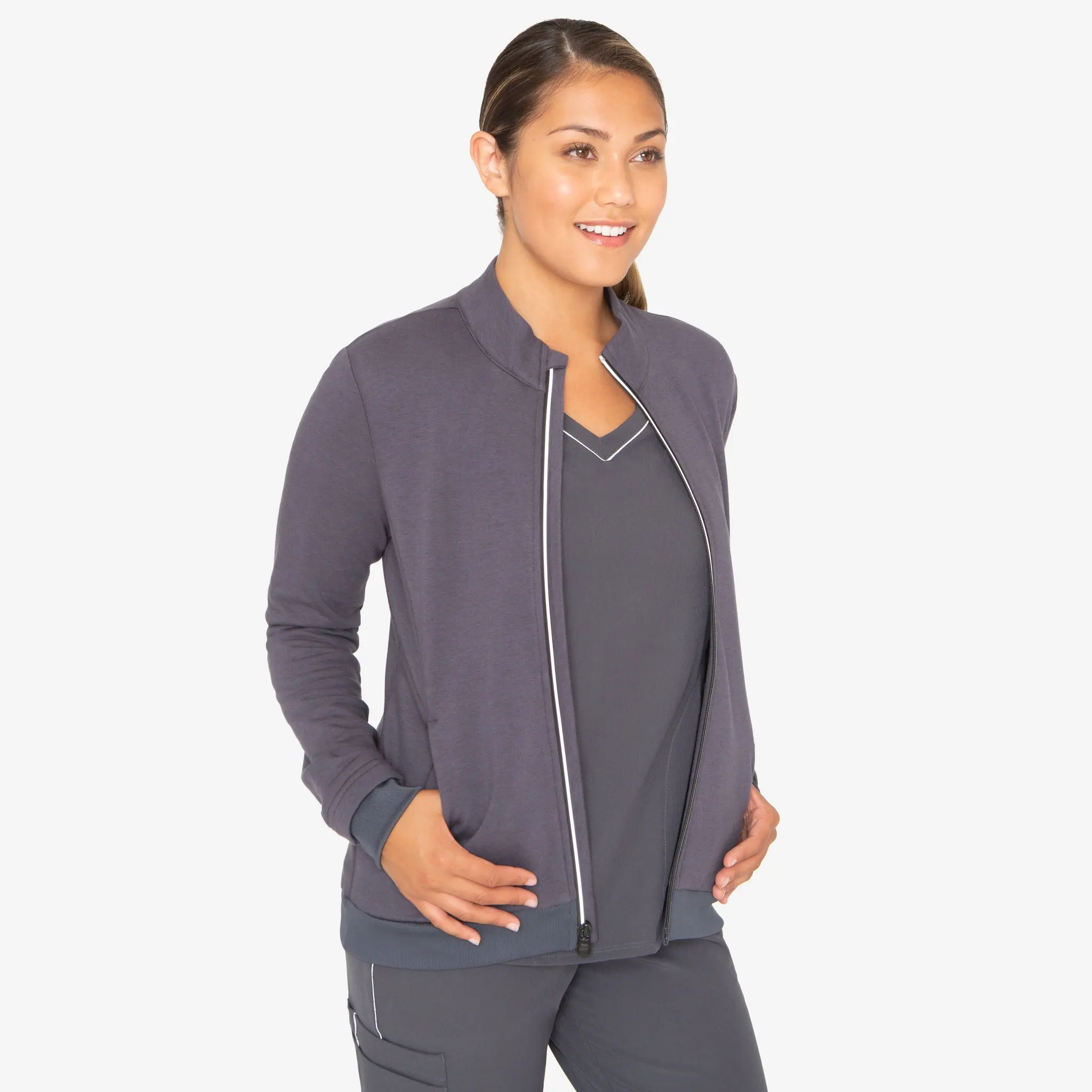 
 Customized Long Sleeve Solid Women Nursing Uniforms Medical Scrubs Jacket Hospital Scrub Uniform  