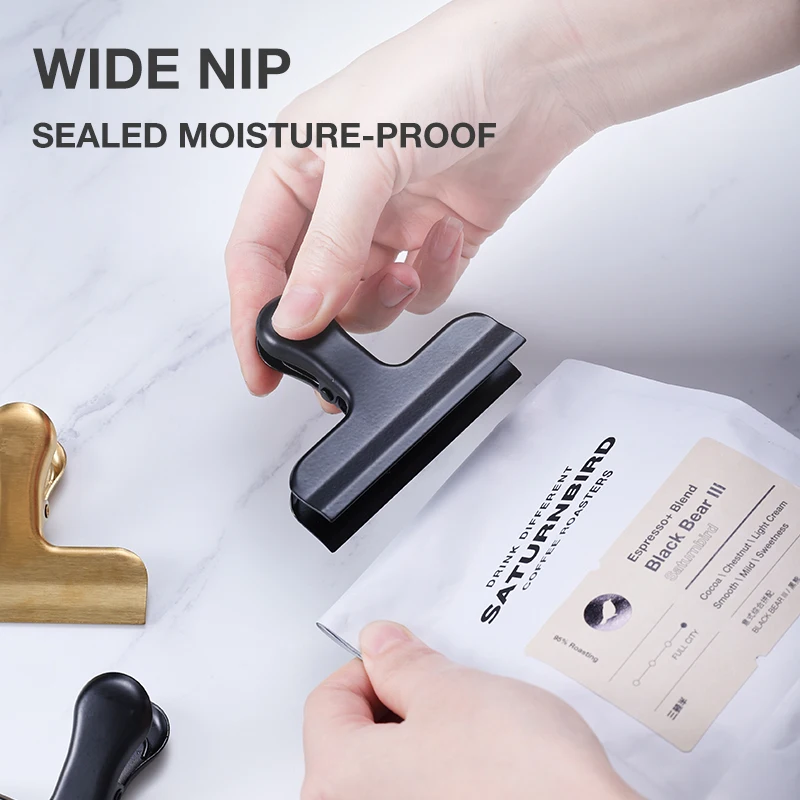 Wholesale Hot Sale Kitchen Metal Food Sealing Clip Stainless Steel Snack Coffee Food Sealing Clip