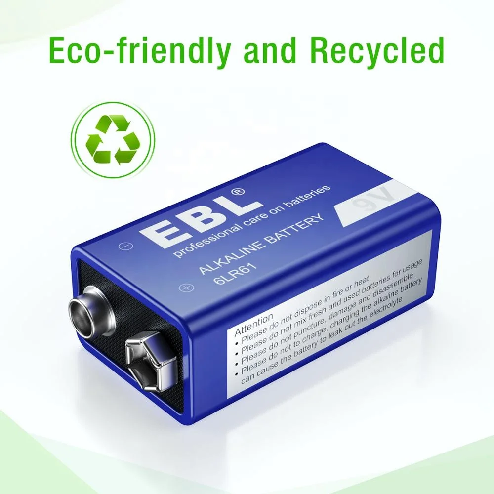  EBL 9V Alkaline Battery - Long Lasting 9 Volt For Smoke Alarms Electronic Toys
