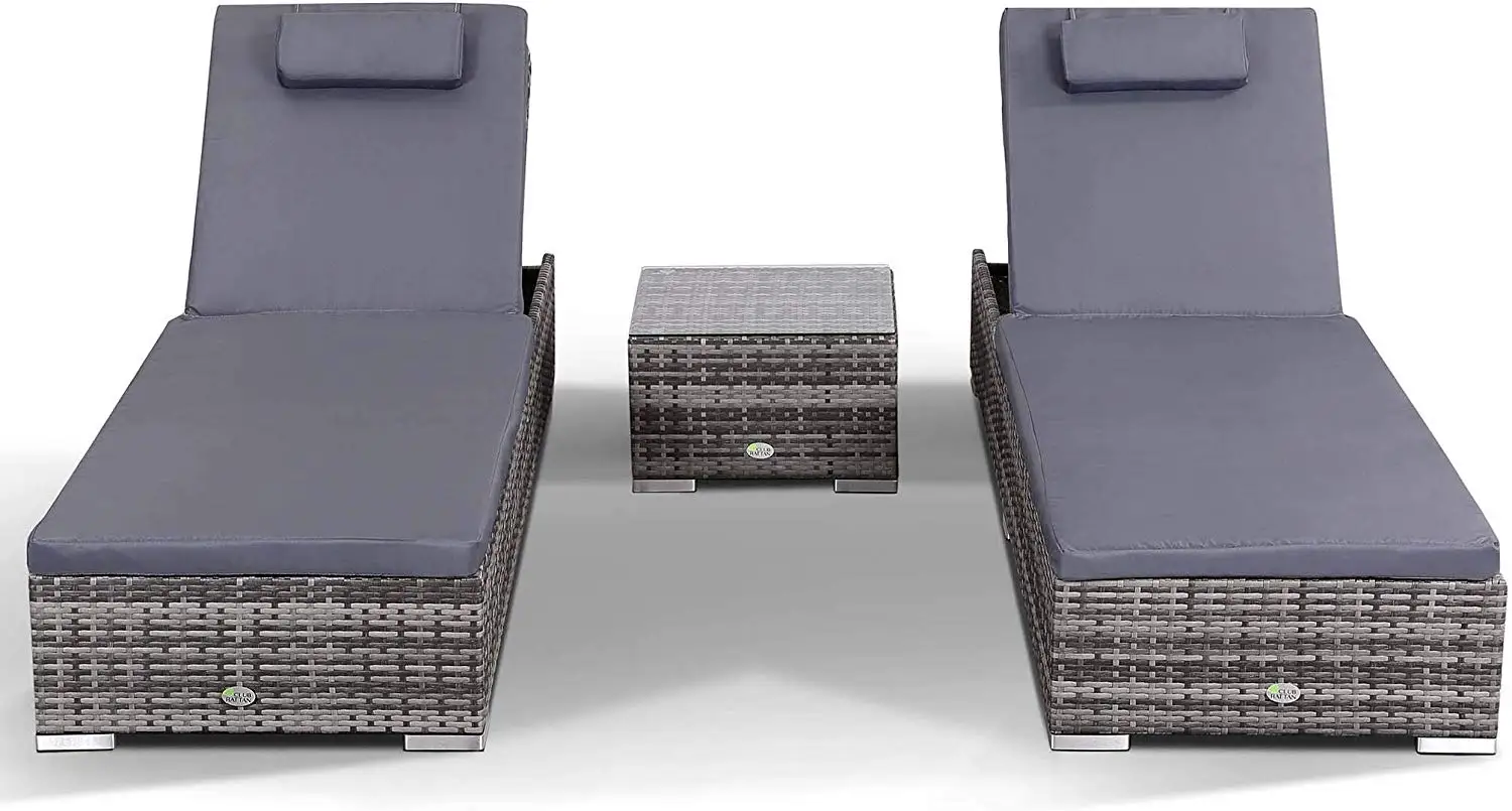 
Poly Rattan Sun Lounger Wicker Long Chair 