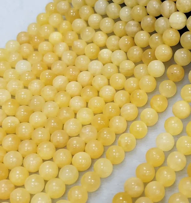 8mm round natural beige honey yellow jade beads