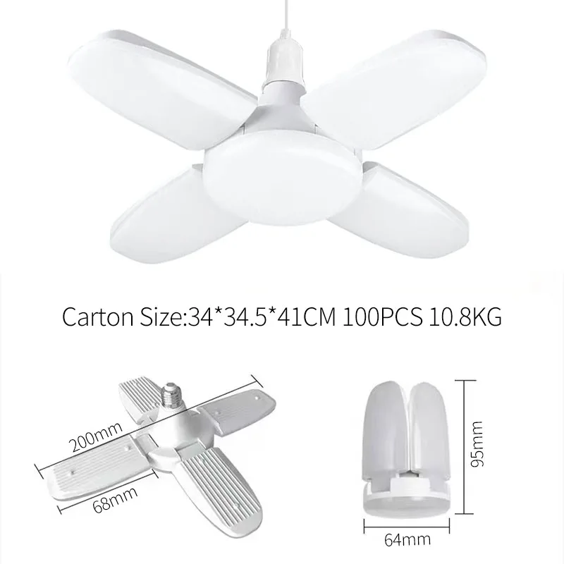 Garage Led Lights 28W 4 Adjustable Panels 6000K Deformable LED Shop Light Garage Attic Basement E26 E27 Led Garage Light Fixture