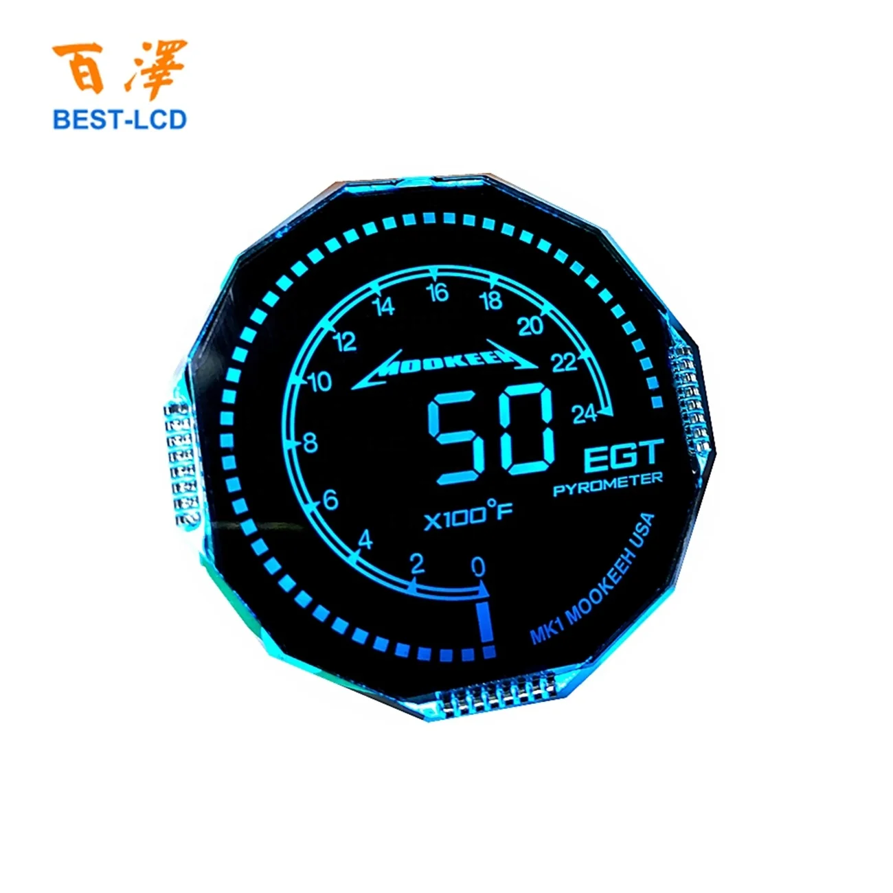 PMVA customized Round Shape Graphic LCD Display With Green/Blue/White/Red LED Backlight For Automobile/Motorbikes