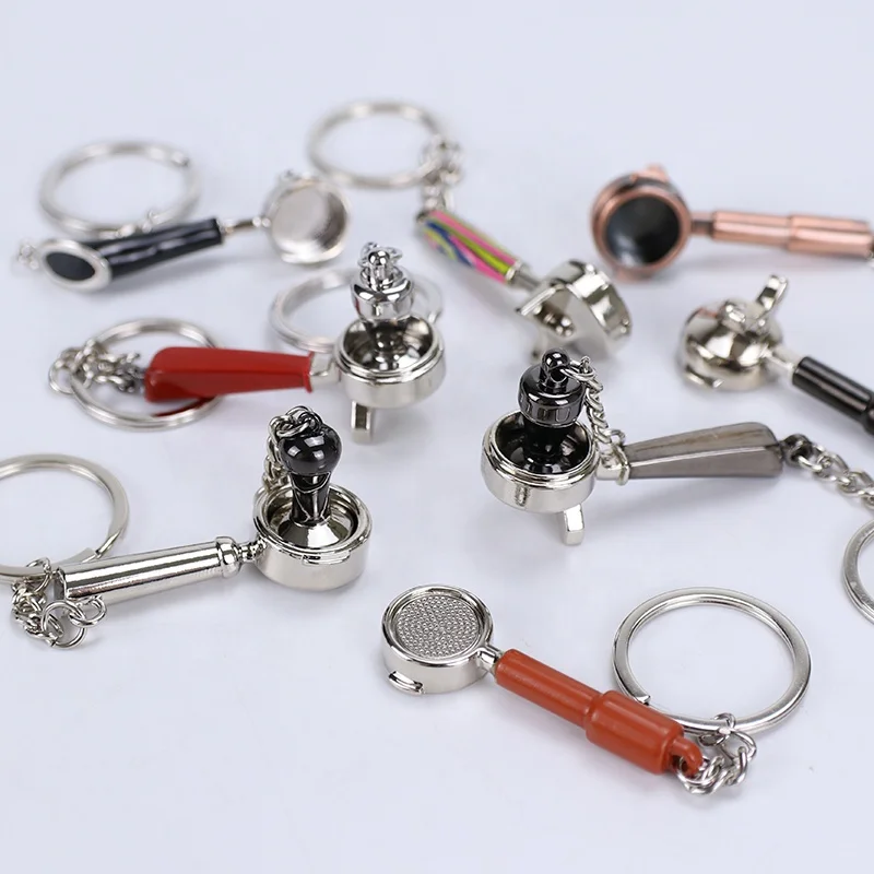 Custom Barista Gift Luxury Espresso Accessories Wholesale Self Defense Sublimation Metal Coffee Keychain Set