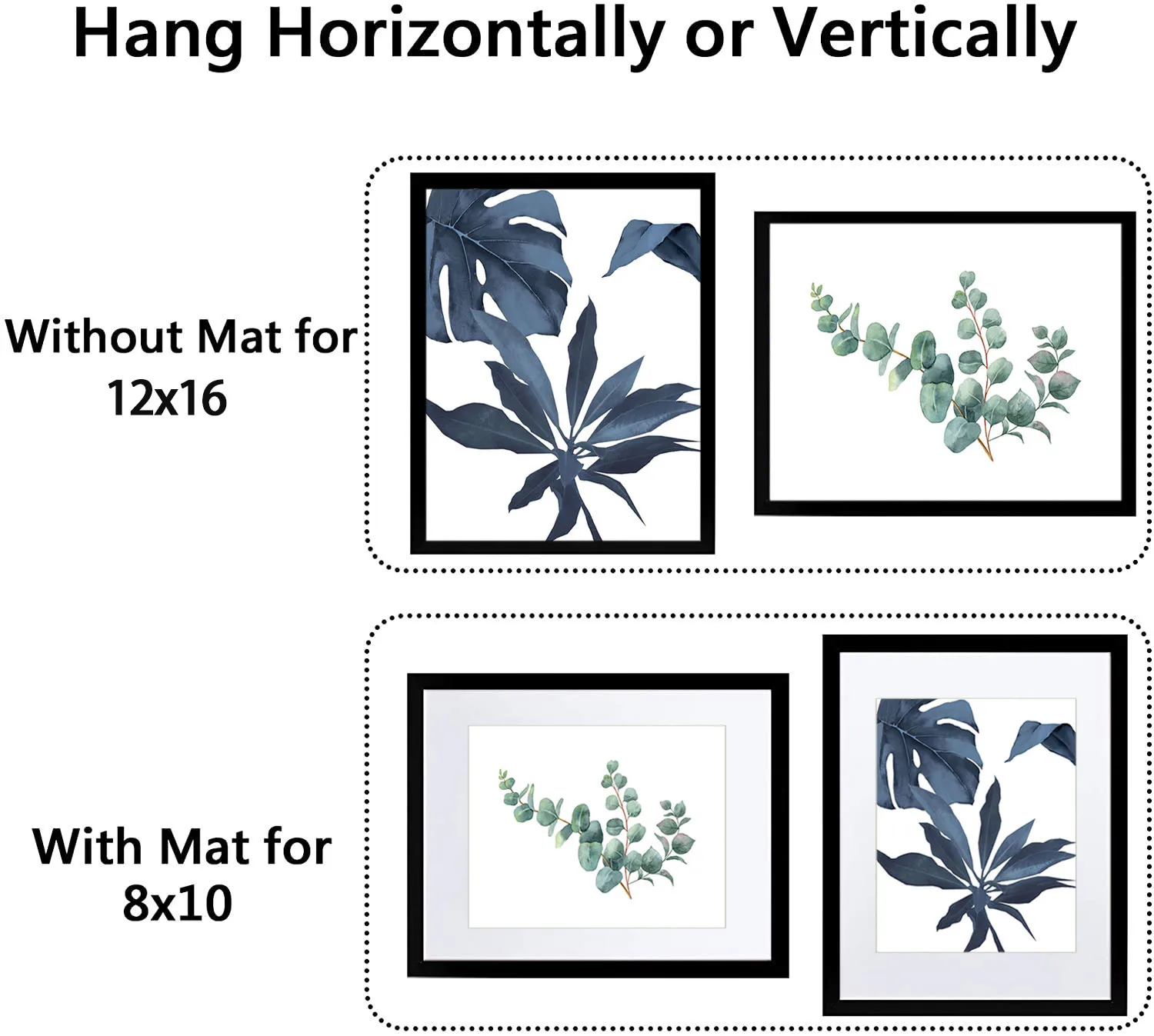 11x14 Picture Frame Set of 5 Display Pictures 8x10 with Mat or 11x14 Without Mat Wall Gallery Photo Frames